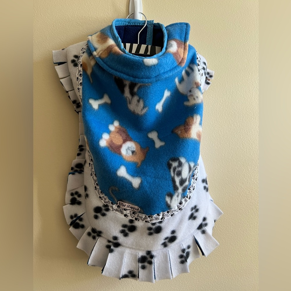 Designer Handmade Fleece Jacket with collar.